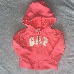 2/$12 Gap bear pink zip up